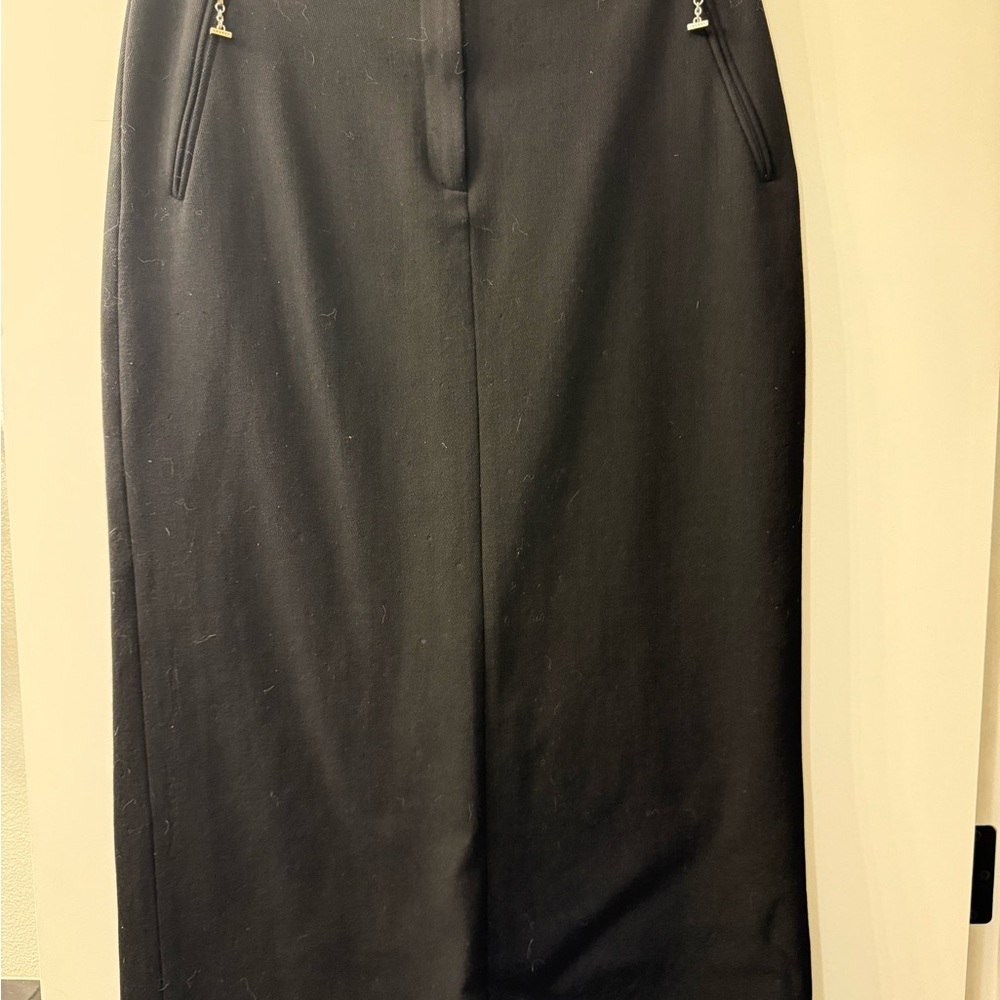 Ralph Lauren Elegant Black Wool Pencil Skirt